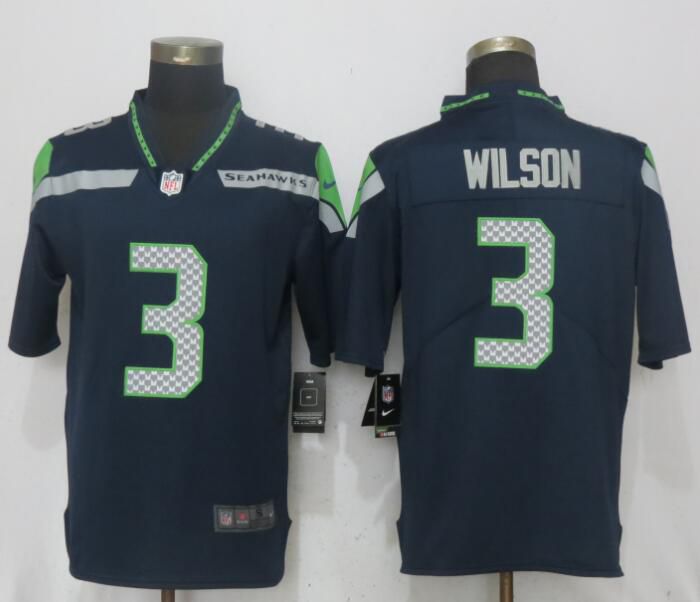 Men Seattle Seahawks #3 Wilson Navy Blue 2017 Vapor Untouchable New Nike Limited Player NFL Jerseys->->NFL Jersey